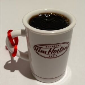 TIM HORTONS Miniature Coffee Mug Cup, Ornament Bilingual Rare